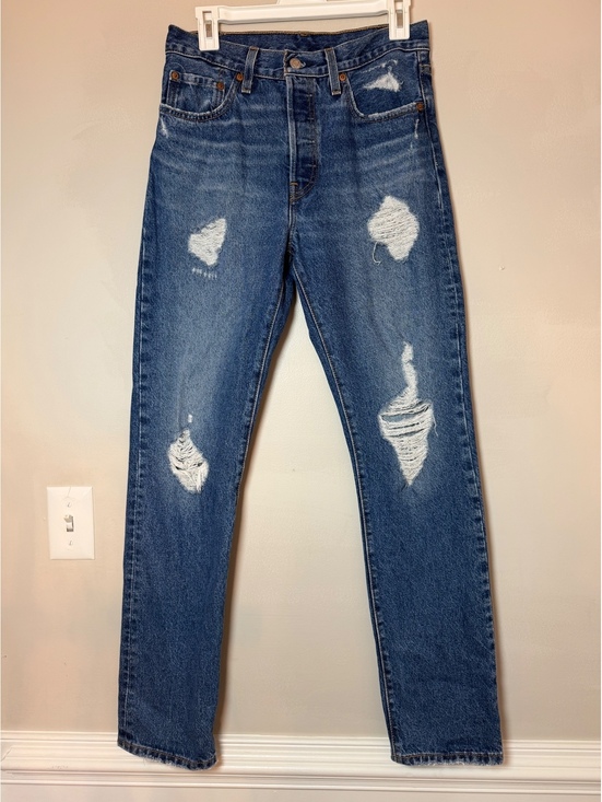 Levi's Denim - Levi’s 501 Original Fit Distressed Jeans High Rise Straight Leg Button Fly. 27